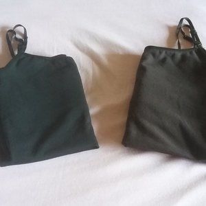 2 Cotton Cami's with attached Bralettes Size S